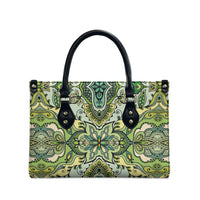 Indian Mandala Pattern Leather Bag Green Geometric Floral Mandala
