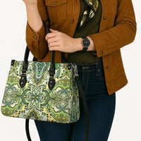 Indian Mandala Pattern Leather Bag Green Geometric Floral Mandala