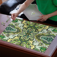 Indian Mandala Pattern Puzzle Green Geometric Floral Mandala