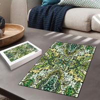 Indian Mandala Pattern Puzzle Green Geometric Floral Mandala