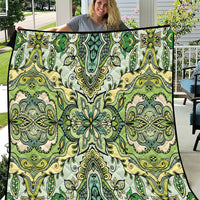 Indian Mandala Pattern Quilt Green Geometric Floral Mandala