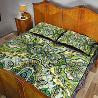 Indian Mandala Pattern Quilt Bed Set Green Geometric Floral Mandala