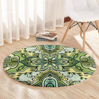 Indian Mandala Pattern Round Carpet Green Geometric Floral Mandala