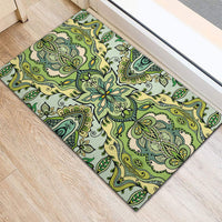 Indian Mandala Pattern Rubber Doormat Green Geometric Floral Mandala