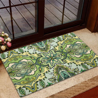 Indian Mandala Pattern Rubber Doormat Green Geometric Floral Mandala