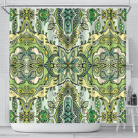 Indian Mandala Pattern Shower Curtain Green Geometric Floral Mandala