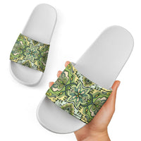 Indian Mandala Pattern Slide Sandals Green Geometric Floral Mandala