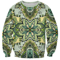 Indian Mandala Pattern Sweatshirt Green Geometric Floral Mandala