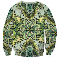 Indian Mandala Pattern Sweatshirt Green Geometric Floral Mandala