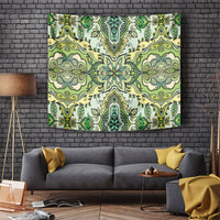 Indian Mandala Pattern Tapestry Green Geometric Floral Mandala
