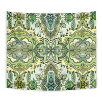 Indian Mandala Pattern Tapestry Green Geometric Floral Mandala