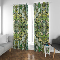 Indian Mandala Pattern Window Curtain Green Geometric Floral Mandala