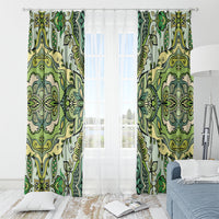 Indian Mandala Pattern Window Curtain Green Geometric Floral Mandala