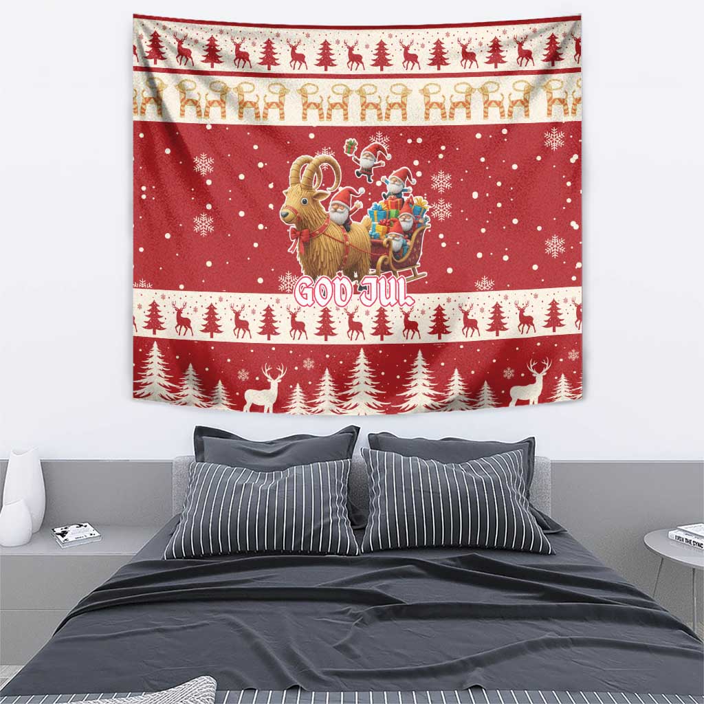 Sweden Christmas Tapestry God Jul Nordic Julbock - Wonder Print Shop