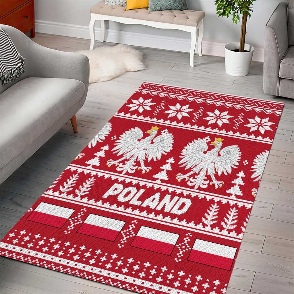 Poland Christmas Area Rug Emblem With Flag Style - Wonder Print Shop
