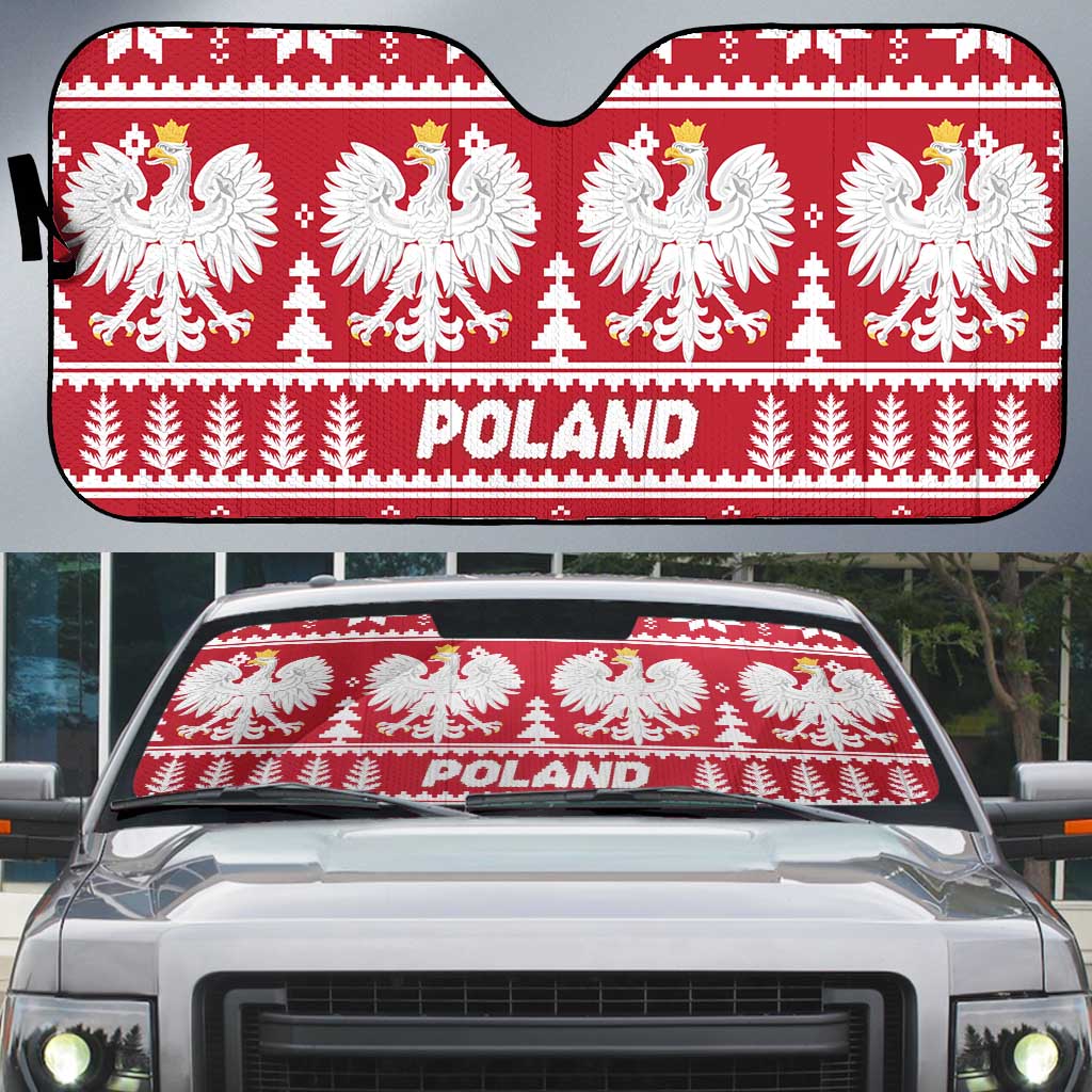 Poland Christmas Auto Sun Shade Emblem With Flag Style - Wonder Print Shop