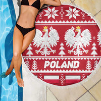 Poland Christmas Beach Blanket Emblem With Flag Style - Wonder Print Shop