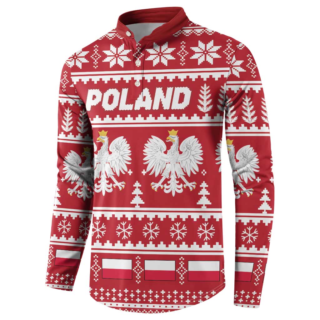Poland Christmas Button Sweatshirt Emblem With Flag Style - Wonder Print Shop