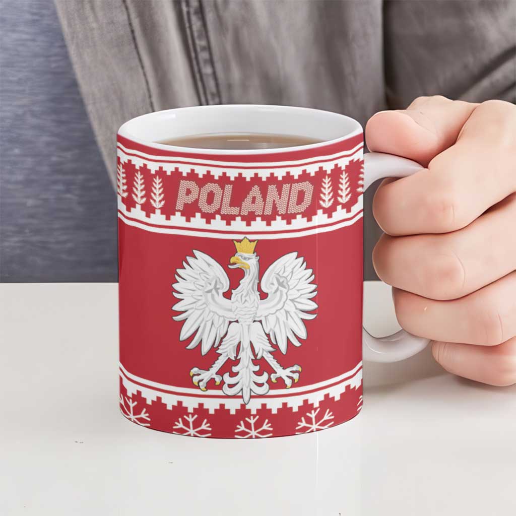 Poland Christmas Ceramic Mug Emblem With Flag Style - Wonder Print Shop