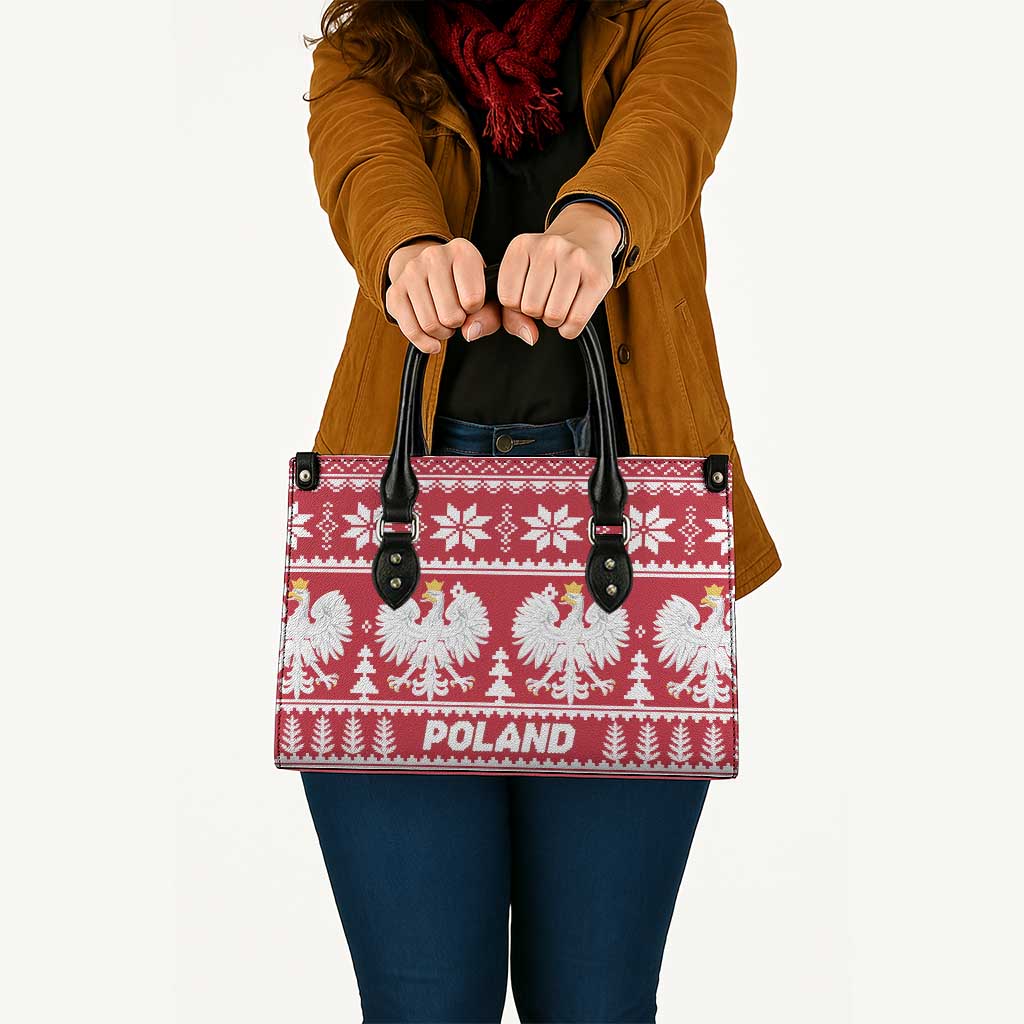 Poland Christmas Leather Bag Emblem With Flag Style - Wonder Print Shop