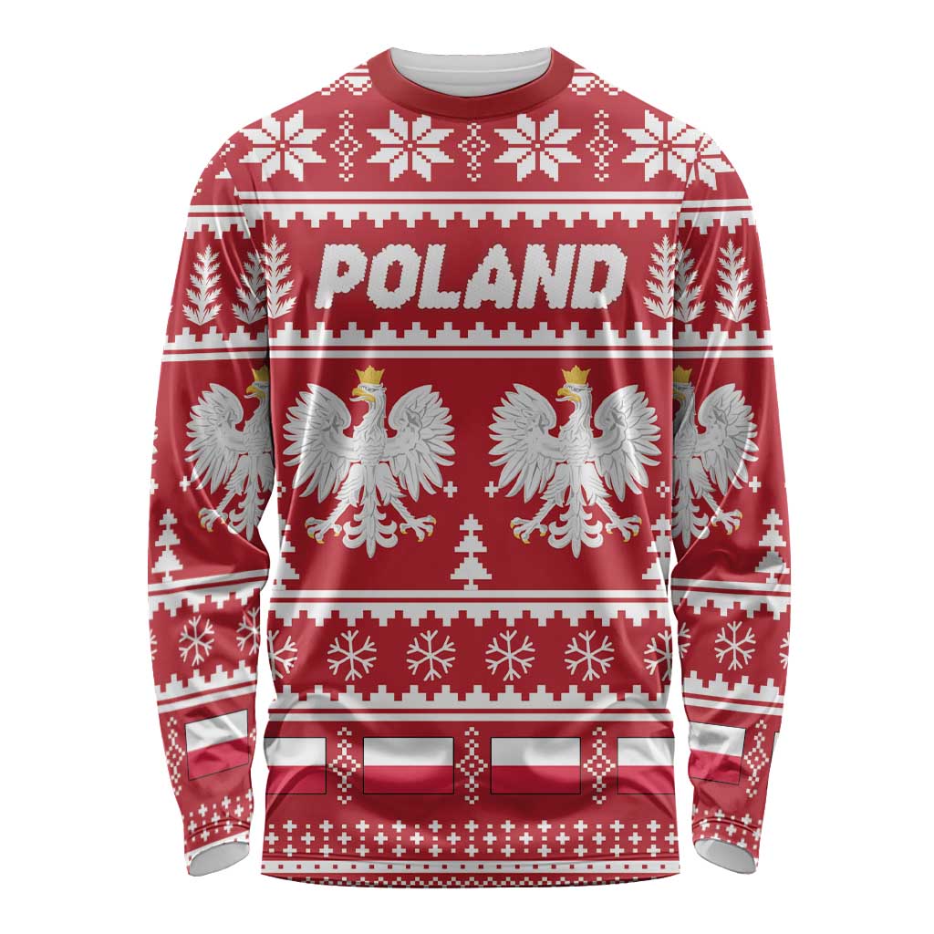 Poland Christmas Long Sleeve Shirt Emblem With Flag Style - Wonder Print Shop