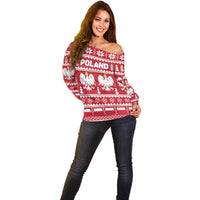 Poland Christmas Off Shoulder Sweater Emblem With Flag Style - Wonder Print Shop