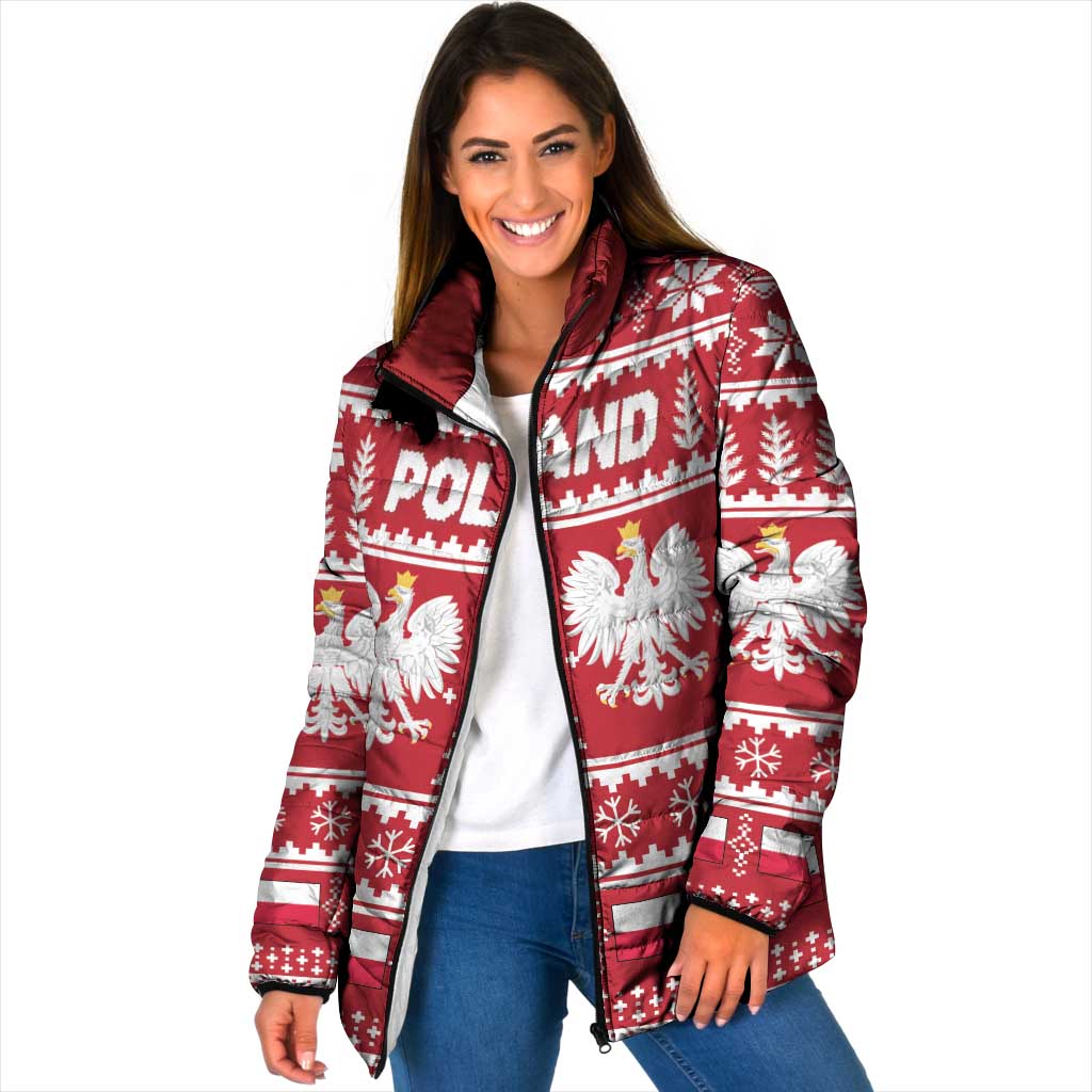 Poland Christmas Padded Jacket Emblem With Flag Style - Wonder Print Shop