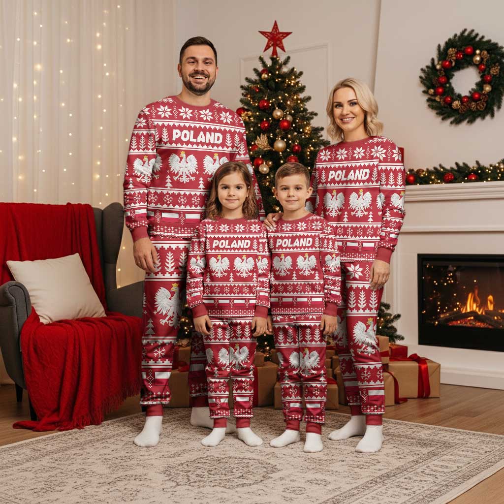 Poland Christmas Pajama Set Emblem With Flag Style - Wonder Print Shop