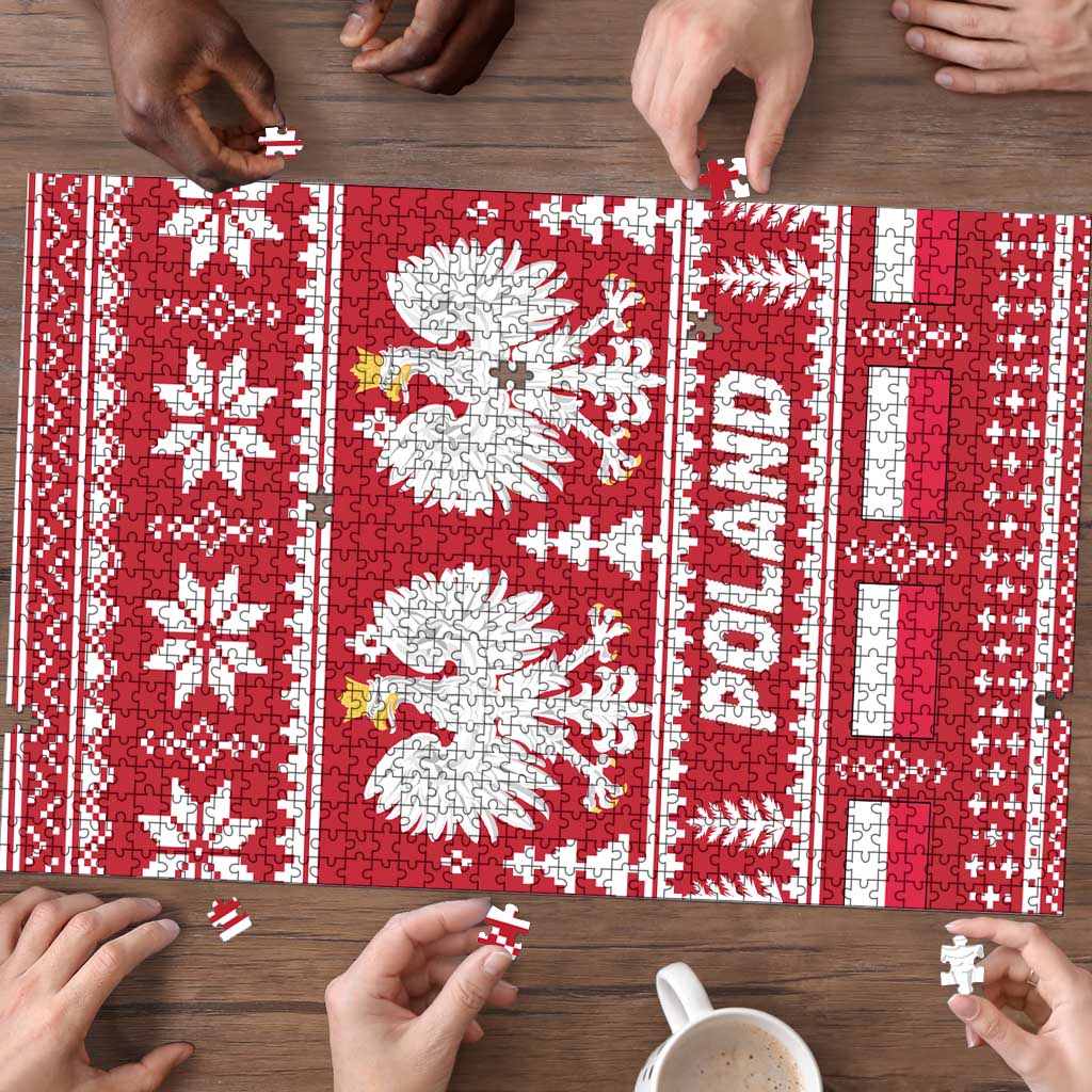 Poland Christmas Puzzle Emblem With Flag Style - Wonder Print Shop