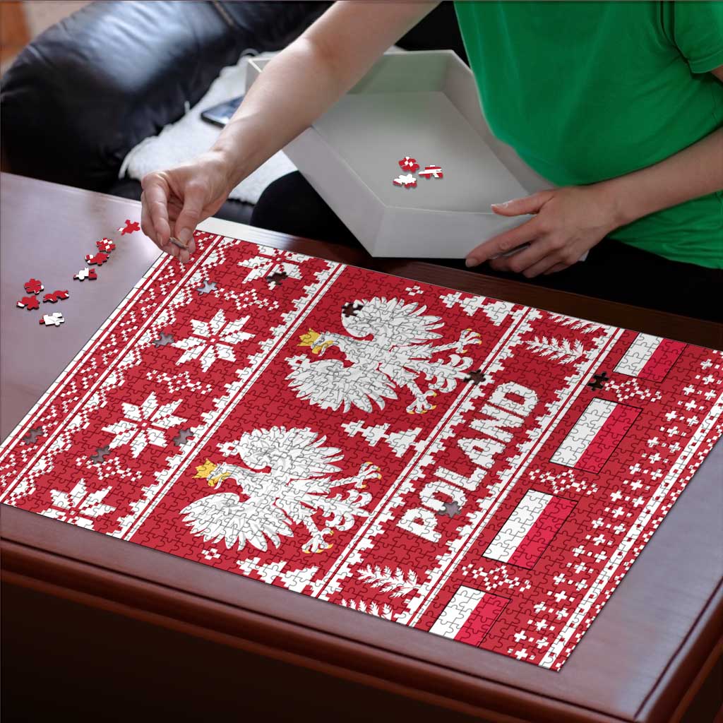 Poland Christmas Puzzle Emblem With Flag Style - Wonder Print Shop