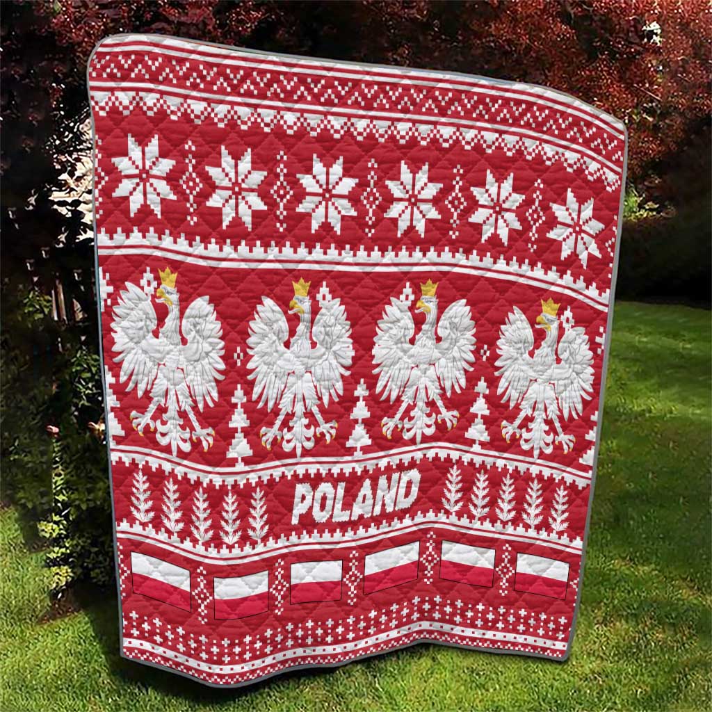 Poland Christmas Quilt Emblem With Flag Style - Wonder Print Shop