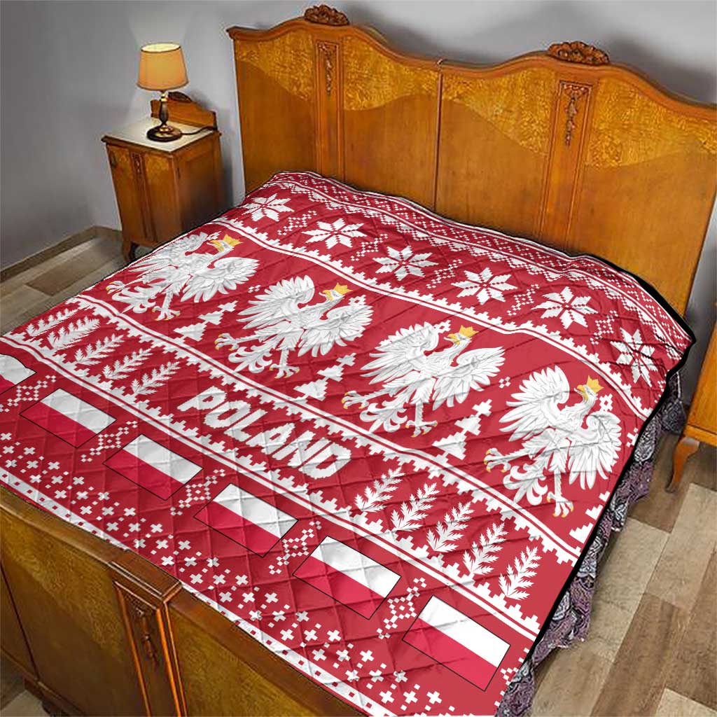 Poland Christmas Quilt Emblem With Flag Style - Wonder Print Shop