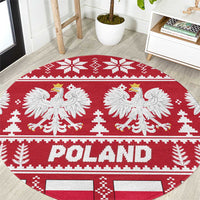 Poland Christmas Round Carpet Emblem With Flag Style - Wonder Print Shop