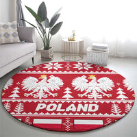 Poland Christmas Round Carpet Emblem With Flag Style - Wonder Print Shop