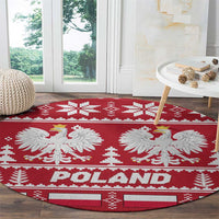 Poland Christmas Round Carpet Emblem With Flag Style - Wonder Print Shop
