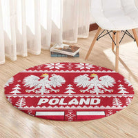 Poland Christmas Round Carpet Emblem With Flag Style - Wonder Print Shop