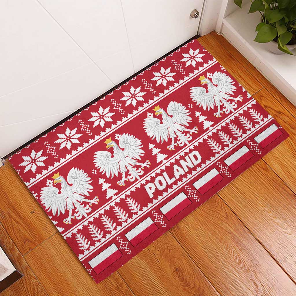 Poland Christmas Rubber Doormat Emblem With Flag Style - Wonder Print Shop
