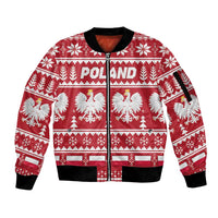 Poland Christmas Sleeve Zip Bomber Jacket Emblem With Flag Style - Wonder Print Shop