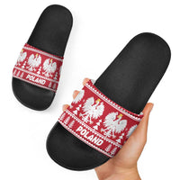 Poland Christmas Slide Sandals Emblem With Flag Style - Wonder Print Shop