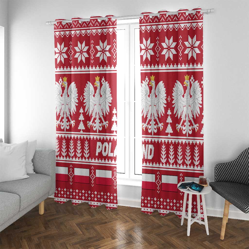 Poland Christmas Window Curtain Emblem With Flag Style - Wonder Print Shop