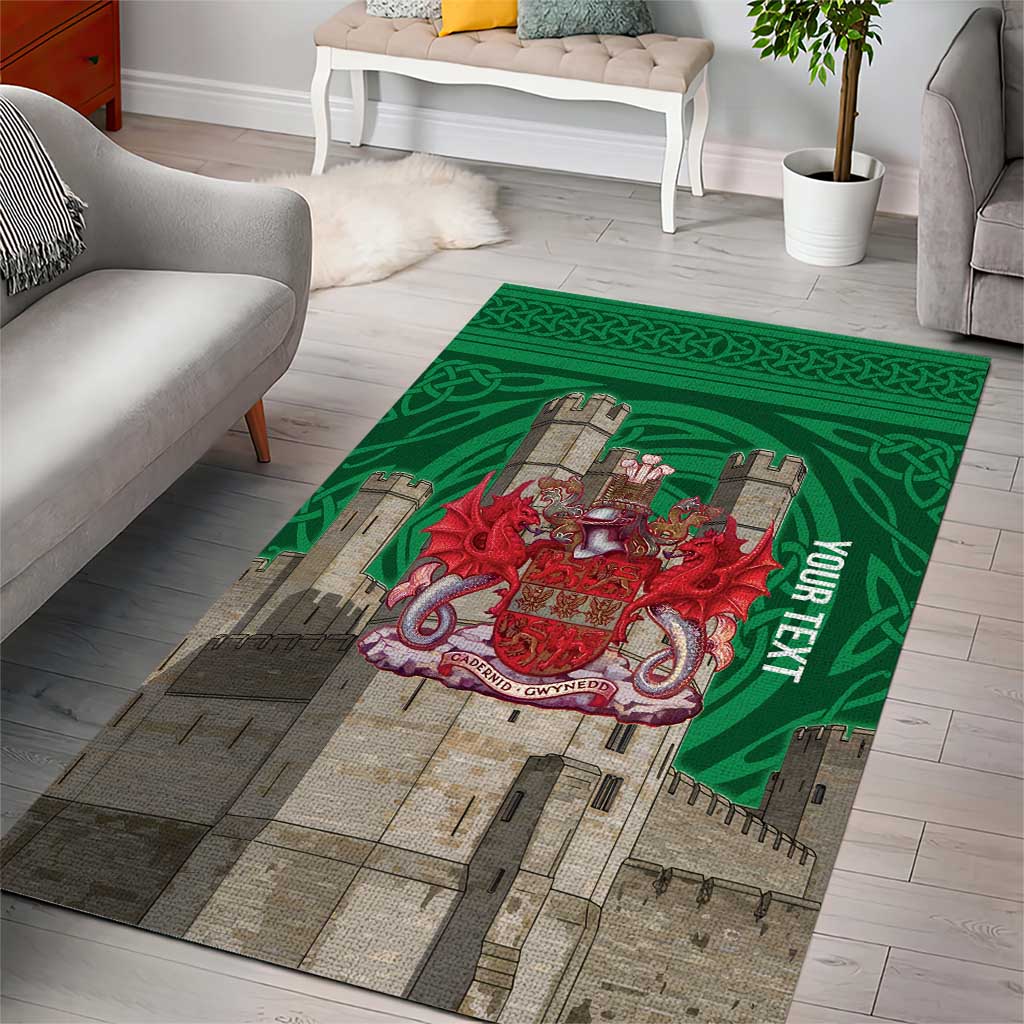 Personalized Caernarfonshire Wales Area Rug Caernarfon Castle and Emblem Celtic Style - Wonder Print Shop