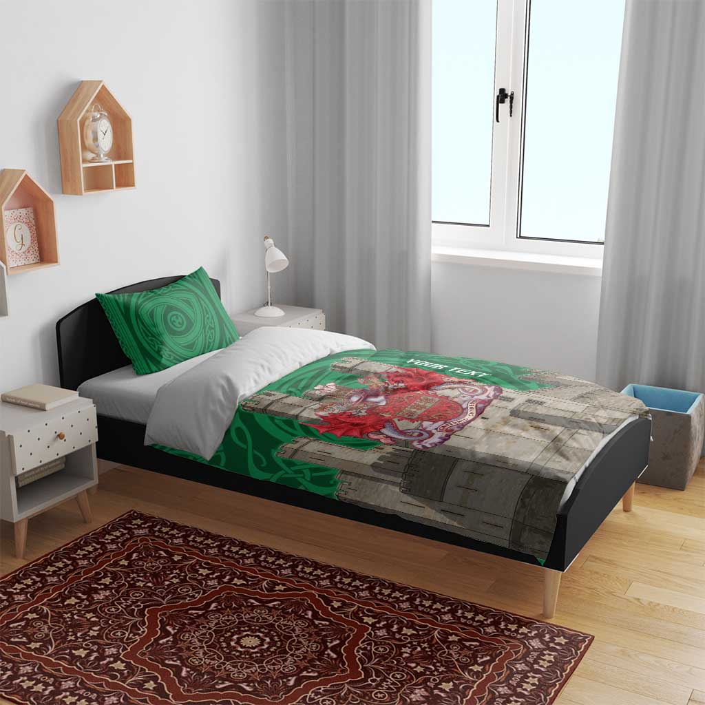 Personalized Caernarfonshire Wales Bedding Set Caernarfon Castle and Emblem Celtic Style - Wonder Print Shop