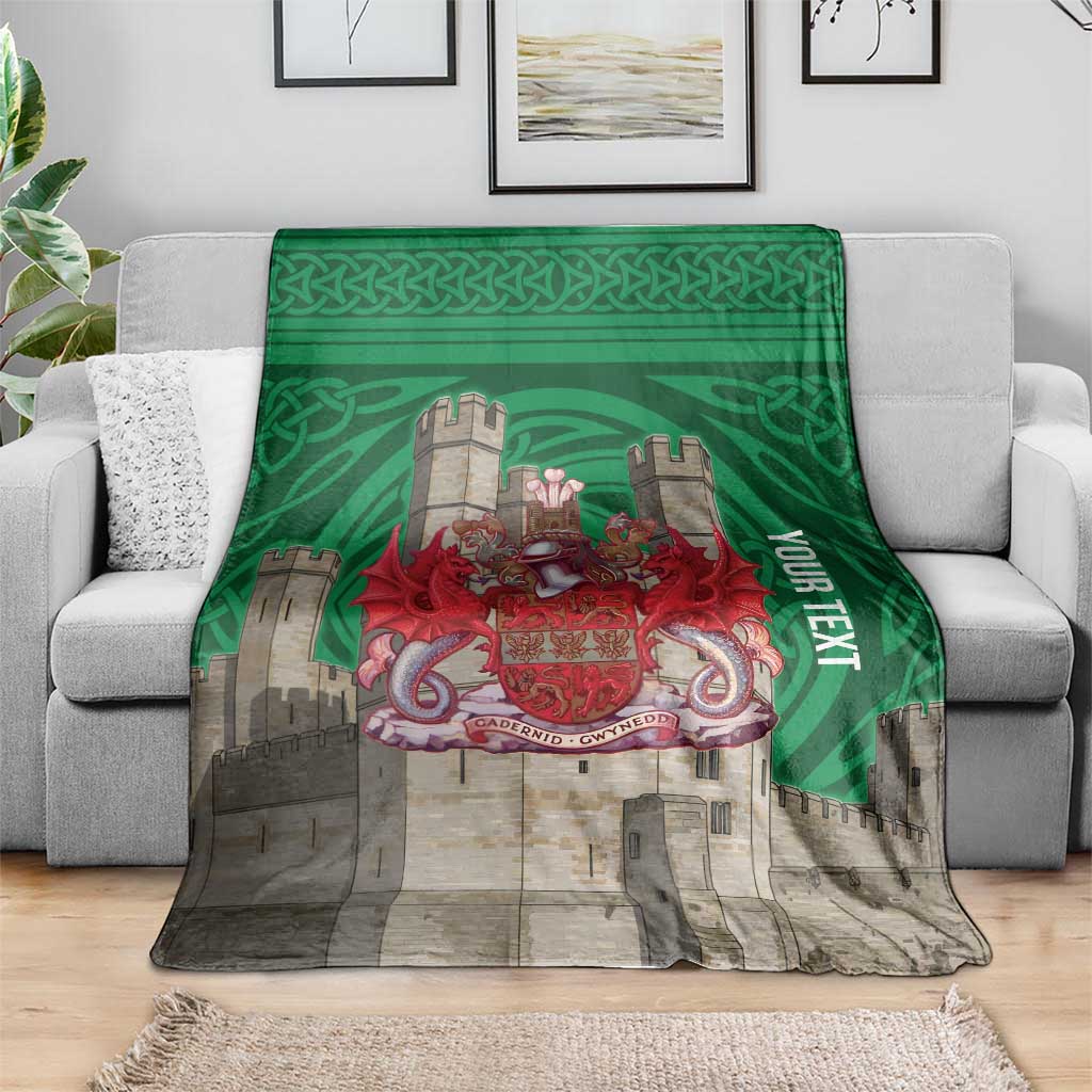 Personalized Caernarfonshire Wales Blanket Caernarfon Castle and Emblem Celtic Style - Wonder Print Shop