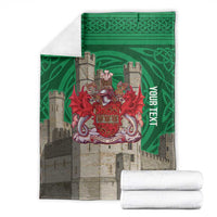 Personalized Caernarfonshire Wales Blanket Caernarfon Castle and Emblem Celtic Style - Wonder Print Shop