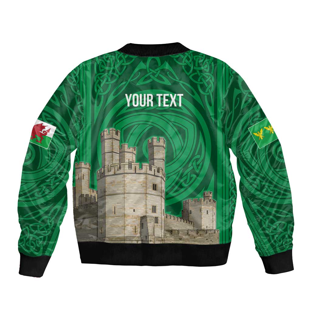 Personalized Caernarfonshire Wales Bomber Jacket Caernarfon Castle and Emblem Celtic Style - Wonder Print Shop