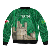 Personalized Caernarfonshire Wales Bomber Jacket Caernarfon Castle and Emblem Celtic Style - Wonder Print Shop