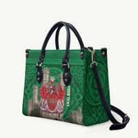 Personalized Caernarfonshire Wales Leather Bag Caernarfon Castle and Emblem Celtic Style - Wonder Print Shop