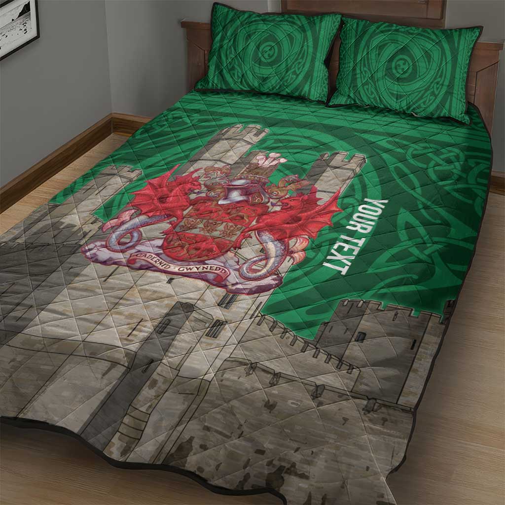 Personalized Caernarfonshire Wales Quilt Bed Set Caernarfon Castle and Emblem Celtic Style - Wonder Print Shop