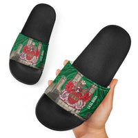 Personalized Caernarfonshire Wales Slide Sandals Caernarfon Castle and Emblem Celtic Style - Wonder Print Shop