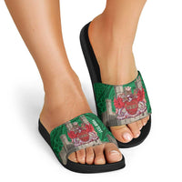 Personalized Caernarfonshire Wales Slide Sandals Caernarfon Castle and Emblem Celtic Style - Wonder Print Shop
